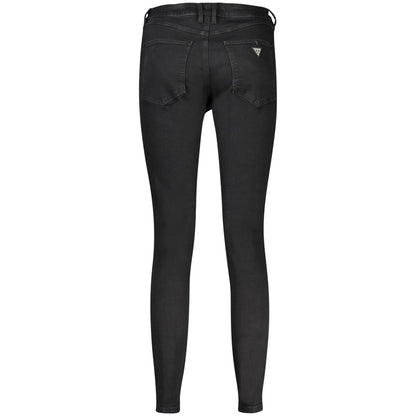Back view of Guess Jeans Black Cotton Women Skinny Jean showcasing eco-friendly design and sleek silhouette.