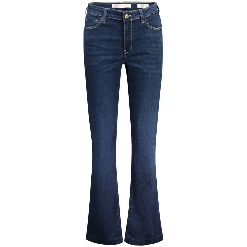 Guess Jeans Blue Cotton Jeans Denim - Boot mid style with 5 pockets, button and zip closure, and logo detail.