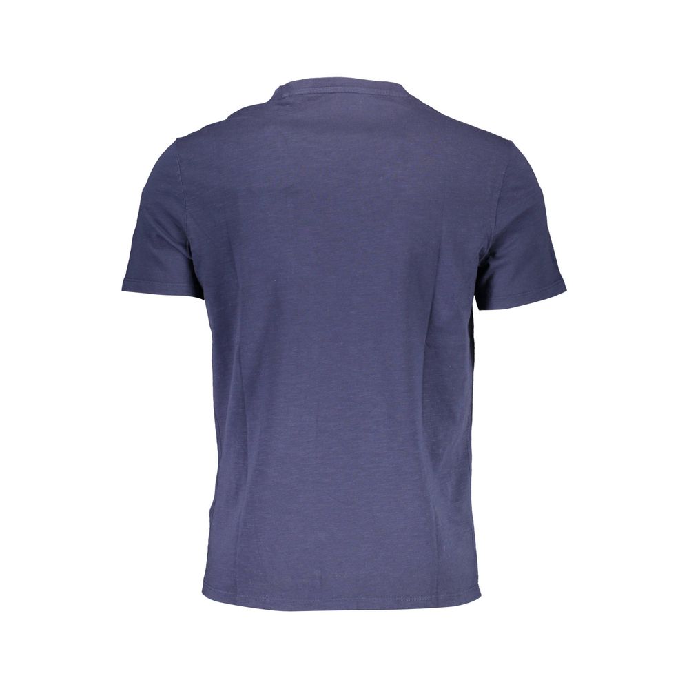 Back view of Guess Jeans Blue Cotton Men T-Shirt in organic fabric