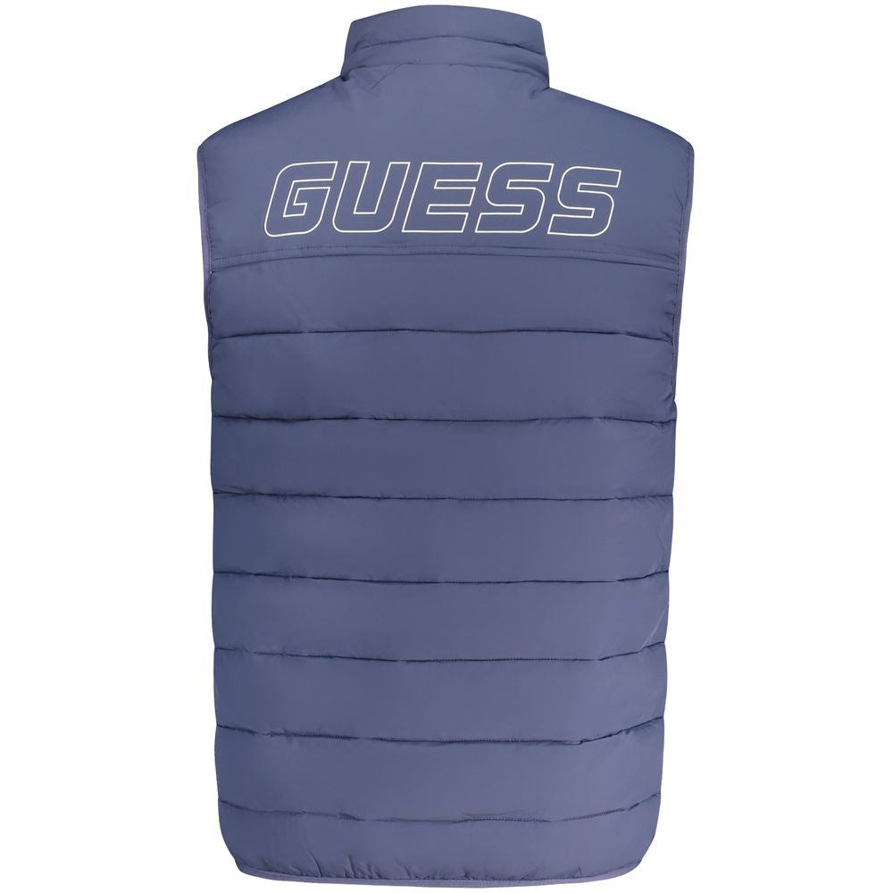 Guess Jeans Blue Spandex Men Jacket with logo and bold design