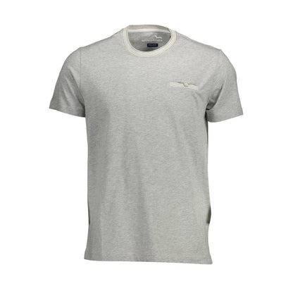 Harmont & Blaine Brown Cotton Men T-Shirt with short sleeves, crew neck, and pocket with logo on a white background.