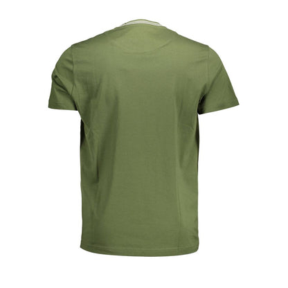 Harmont & Blaine Green Cotton Men T-Shirt back view with signature pocket and logo detailing.
