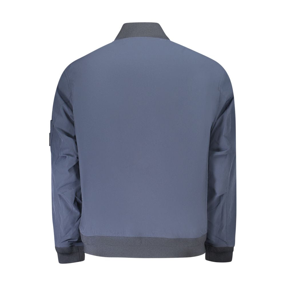 Back view of Hugo Boss Blue Polyamide Men Jacket showcasing design and craftsmanship.