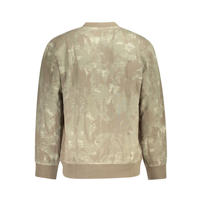 Back view of Hugo Boss Brown Cotton Men Sweater with subtle embroidery and contrasting details.