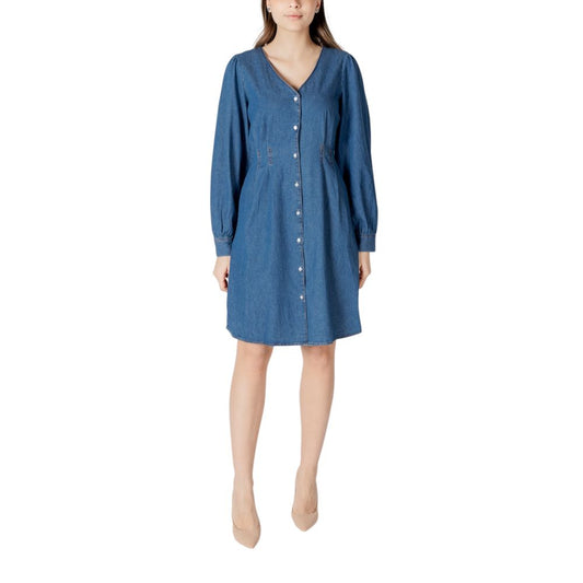 ICHI Blue Cotton Short Dress