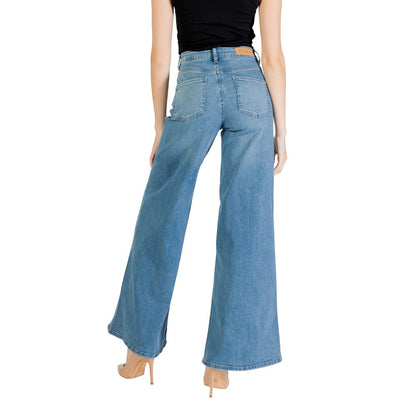 ICHI Light Blue Cotton Bootcut Jeans