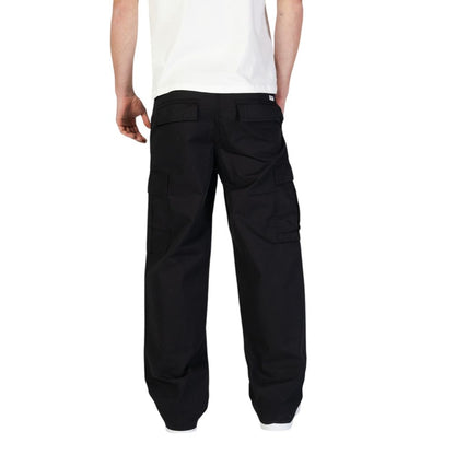 Rear view of Jack Jones Black Cotton Cargo Pants with side pockets for style and comfort, ideal for everyday essentials.