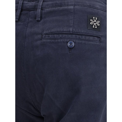 Back view of Jacob Cohen Blue Cotton Casual Pants with rear welt pocket and brand logo