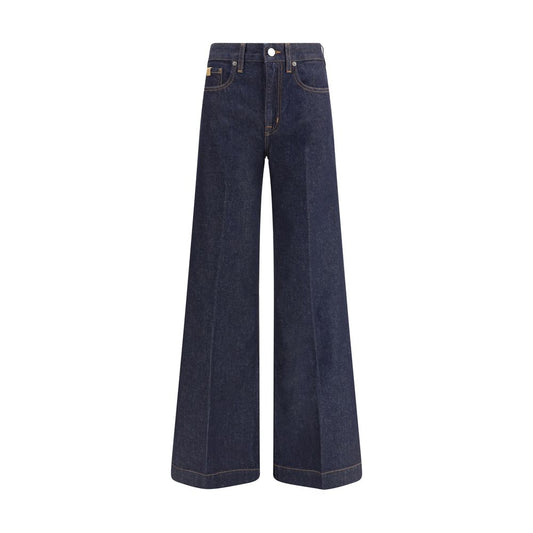 Jacob Cohen Wide leg Jeans in dark wash with high waist and five-pocket design, showcasing a contemporary and sophisticated style.
