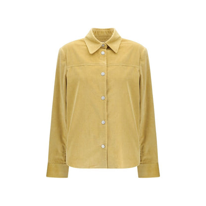 Jacob Cohen Yellow Cotton Denim Jacket with snap buttons and leather patch, perfect for AW25.