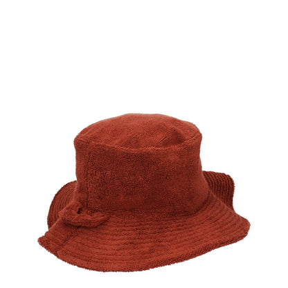 Jacquemus Brown Cotton Bucket Hat with front logo, made from 100% cotton in terracotta shade, style casual, MPN 235AC4461329840.