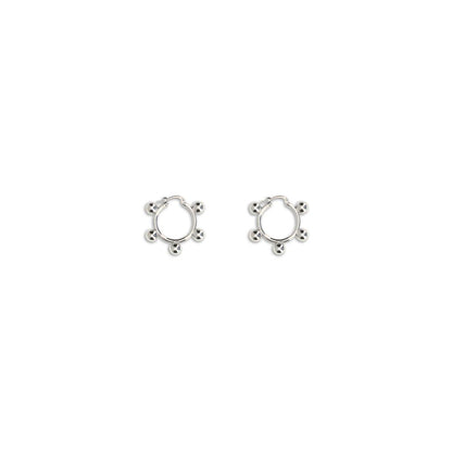 Jil Sander Silver Brass Earrings with engraved logo and antioxidant finish, featuring essential contemporary hoop design, nickel-tested.