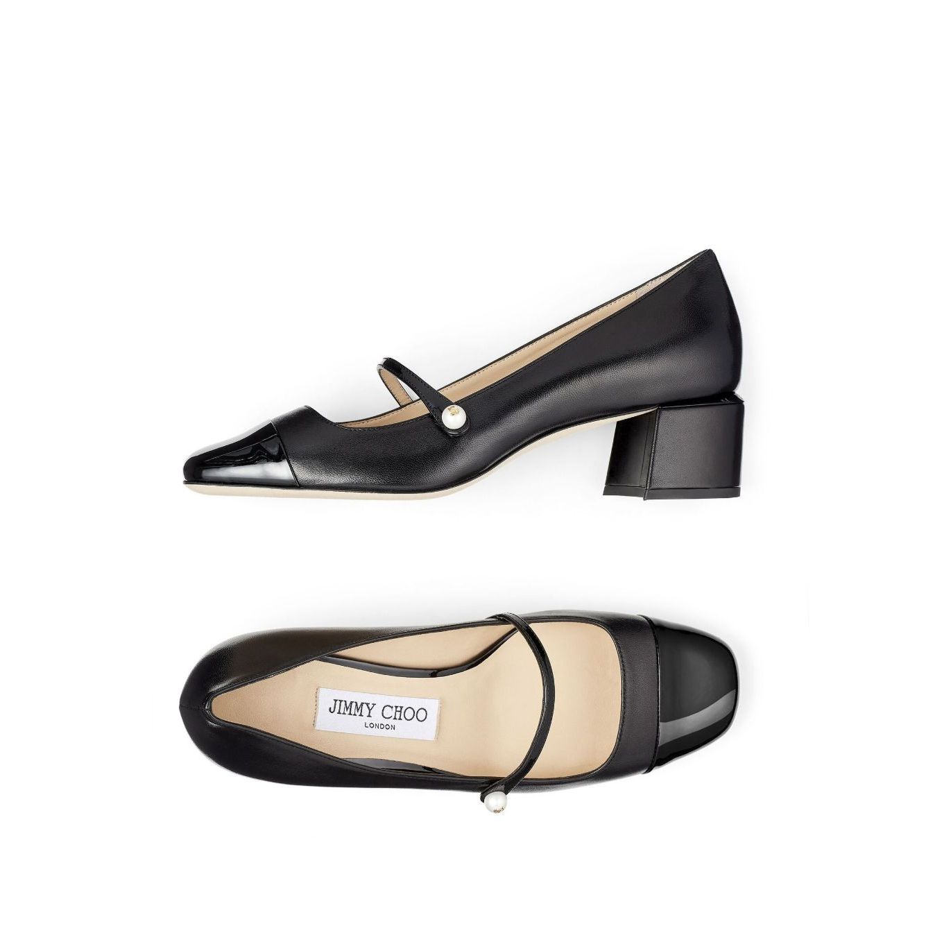 Jimmy Choo Elisa 45 Nappa and Patent Leather Pumps