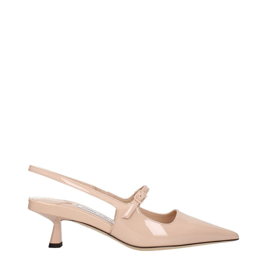 Jimmy Choo Pink Leather Mid Heel Pumps
