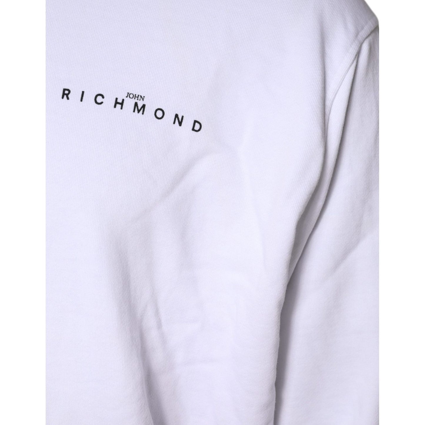 John Richmond White Logo Cotton Hooded Sweatshirt Sweater TSH87037-52