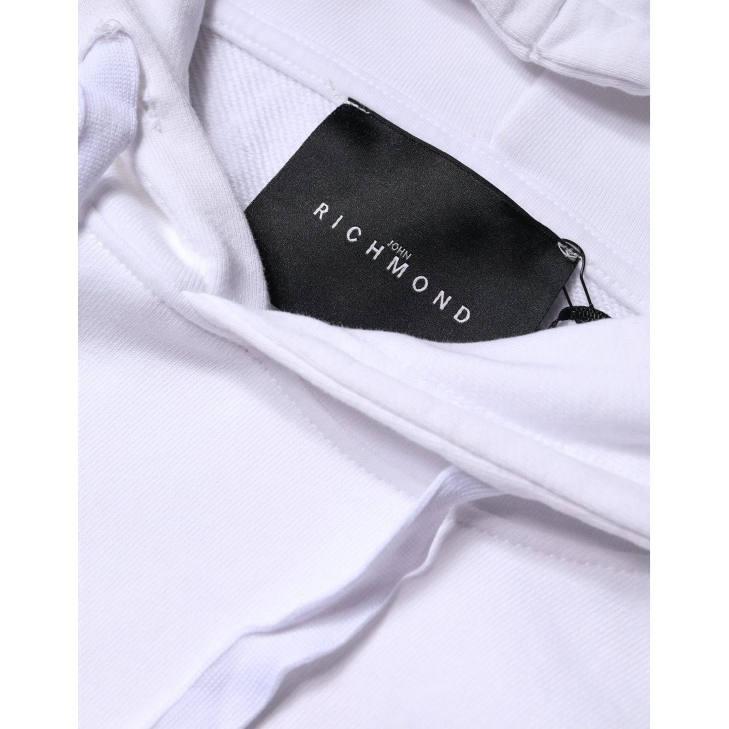 John Richmond White Logo Cotton Hooded Sweatshirt Sweater TSH87037-52