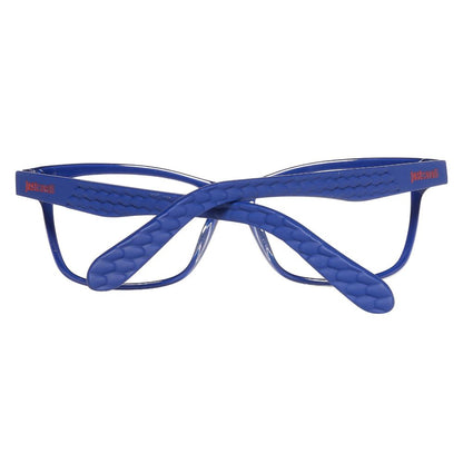 Just Cavalli Blue Plastic Glasses Frames featuring snake print detail and logo on temples, modern design, JC0642-090-53, 53/14/140mm.