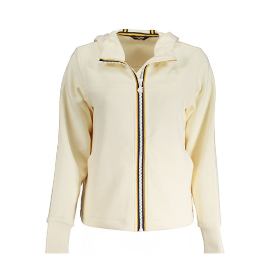 K-WAY Beige Polyester Women Sweater featuring a chic hood and contrast details, ideal for style-focused individuals seeking high-fashion appeal.