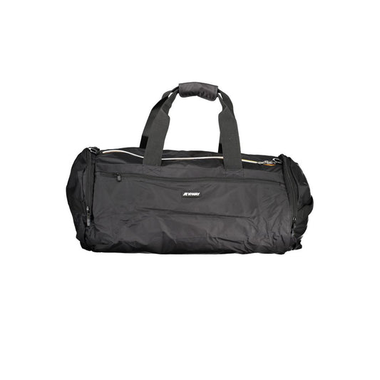 K-WAY Black Polyamide Luggage And Travel bag with shoulder handles and adjustable strap, featuring pockets and zip closure.