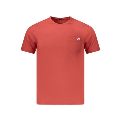 K-WAY Red Cotton Men T-Shirt with crew neck and pocket, featuring the iconic K-WAY logo, crafted for comfort and style.