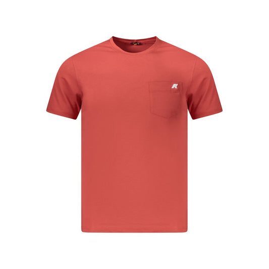 K-WAY Red Cotton Men T-Shirt with crew neck and pocket, featuring the iconic K-WAY logo, crafted for comfort and style.