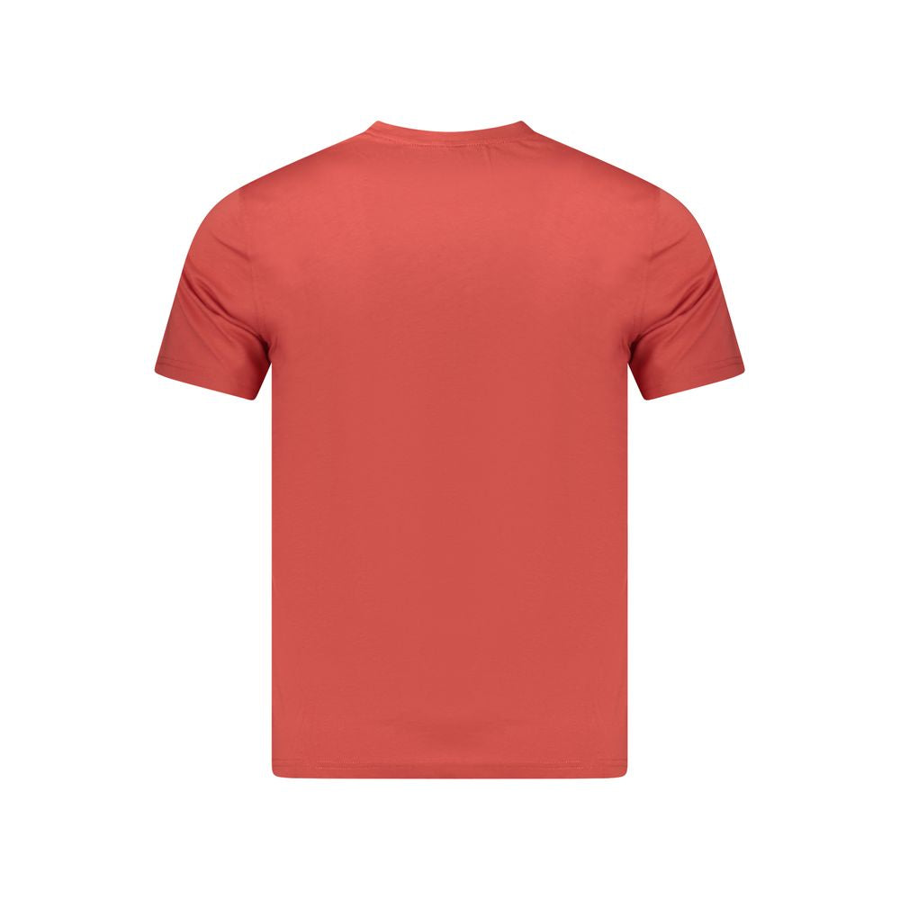 K-WAY Red Cotton Men T-Shirt with short sleeves, classic crew neck, and logo pocket design, crafted for style and comfort, back view.