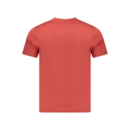 K-WAY Red Cotton Men T-Shirt with short sleeves, classic crew neck, and logo pocket design, crafted for style and comfort, back view.