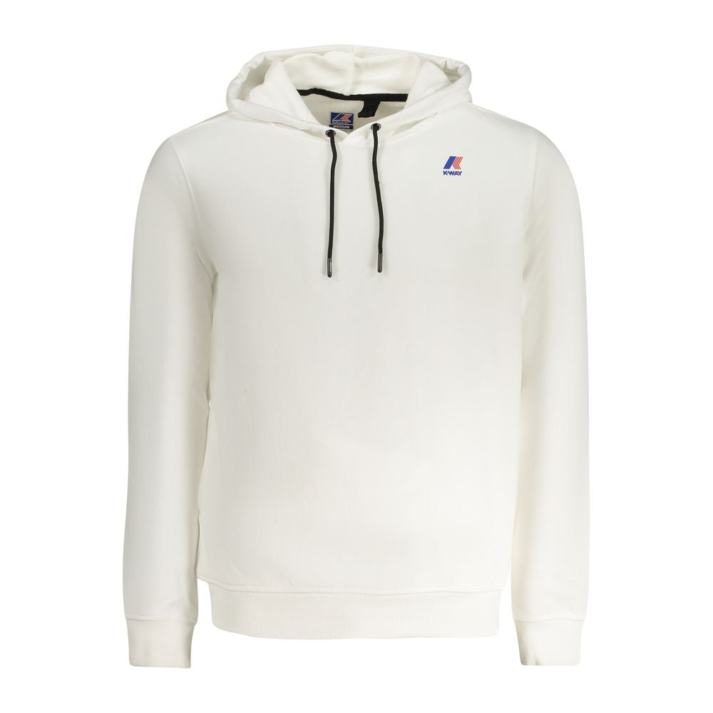 K-WAY White Cotton Men Sweater with hood and logo, showcasing sleek design and comfort for trendy fashion enthusiasts.