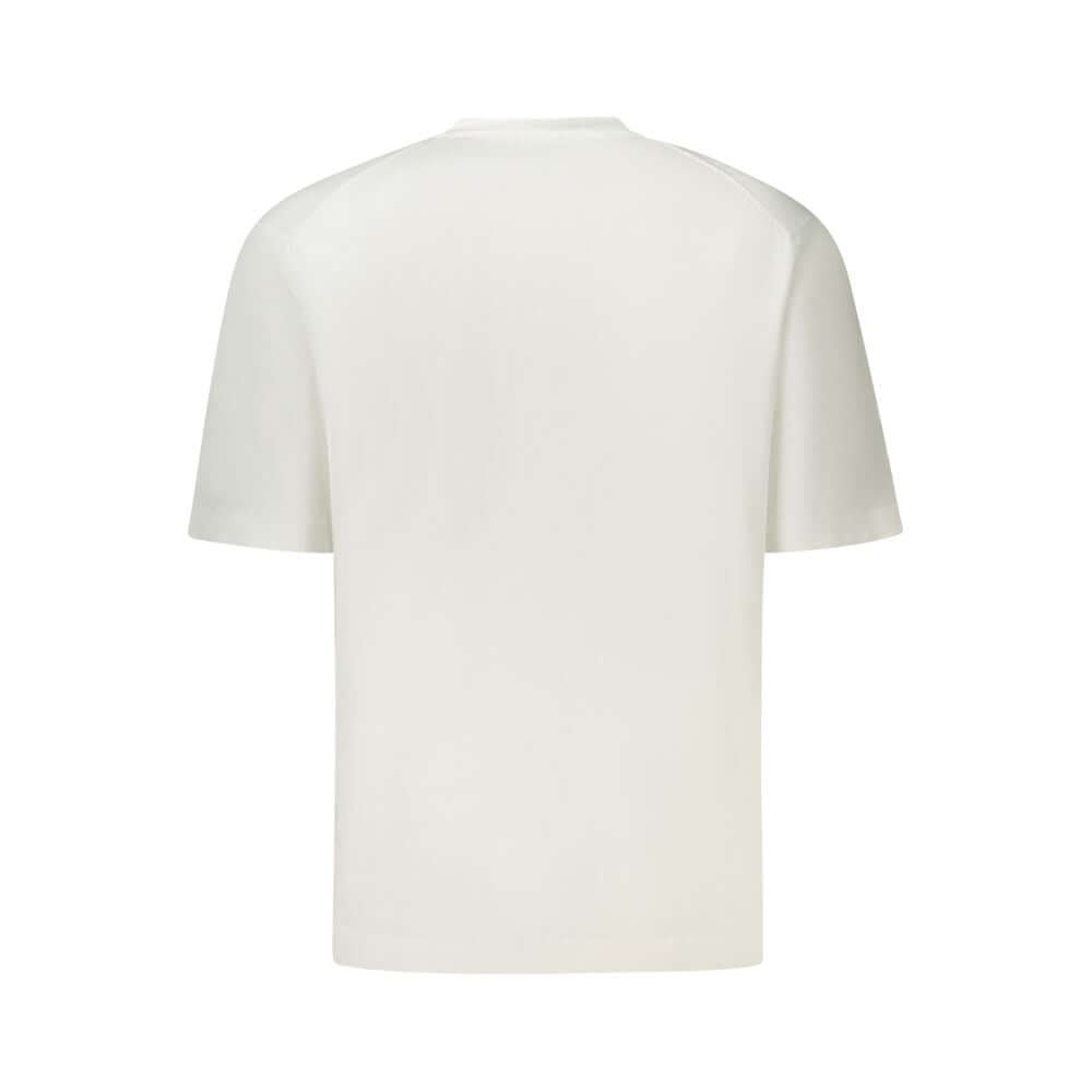 Back view of K-WAY White Cotton Sweater short-sleeved, crew neck with logo
