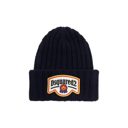 Dsquared2 "beanie hat with patch logo Scarves Hats & Gloves Dsquared2 Black