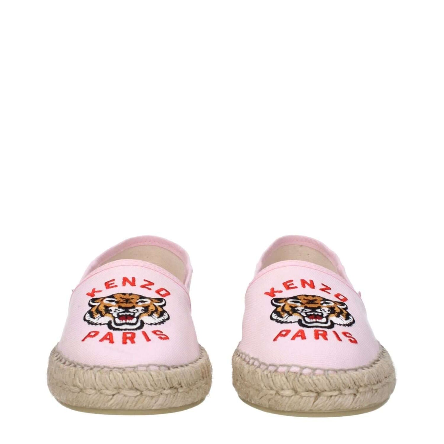 Kenzo Pink Fabric Espadrilles with front and side logo, round toe, low flat rubber sole, MPN FE52ES020F8134.