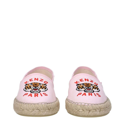 Kenzo Pink Fabric Espadrilles with front and side logo, round toe, low flat rubber sole, MPN FE52ES020F8134.