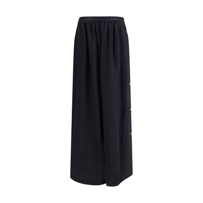 Kristina Ti Black Fleece Wool Long Skirt