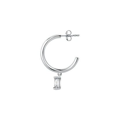 Silver hoop earring with charm from LA PETITE STORY JEWELRY Mod. LPS02AQM26 collection, featuring a modern design.