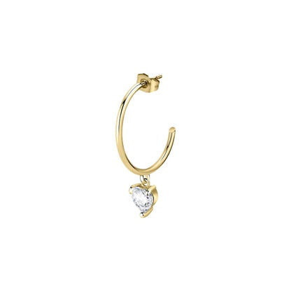 Gold earring with heart-shaped gemstone from LA PETITE STORY JEWELRY Mod. LPS02AQM31