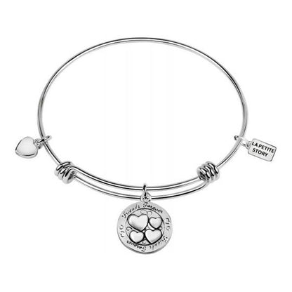 Silver bracelet LA PETITE STORY JEWELRY Mod. LPS05APZ05 with heart charms and engraved tag.