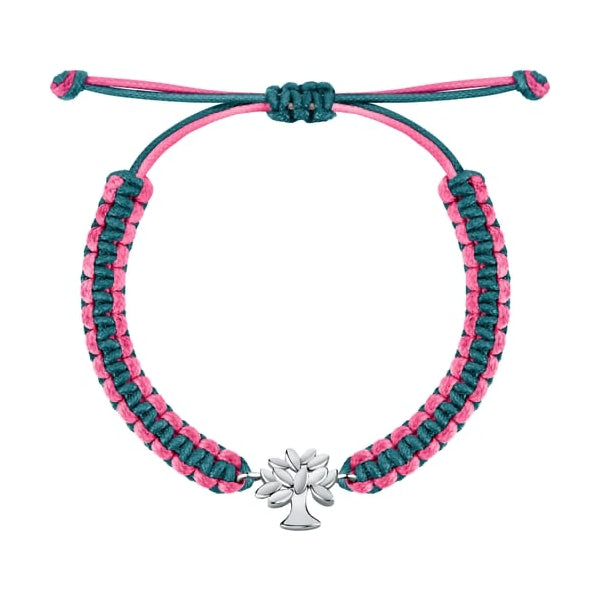 Pink and teal bracelet with silver charm, LA PETITE STORY JEWELRY Mod. LPS05ASF61, featuring a woven design.