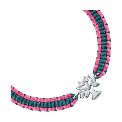 Stylish bracelet with tree charm from LA PETITE STORY JEWELRY Mod. LPS05ASF61, featuring pink and teal woven design.