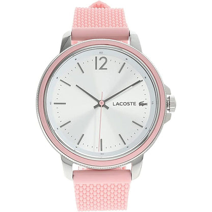 LACOSTE Mod. 2001201 quartz analog ladies watch with pink bracelet, water-resistant 5 ATM, multifunctional mineral dial, 38mm case.