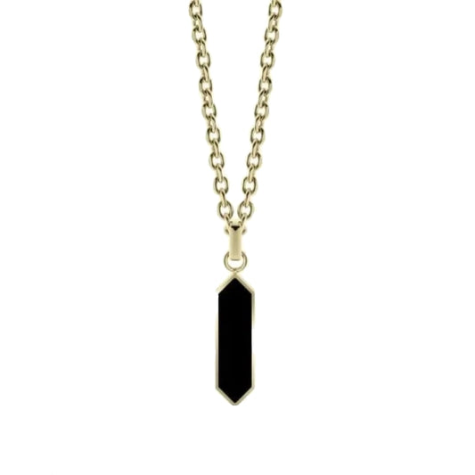 Liu-Jo Jewels New Collection necklace featuring LIU-JO Mod. MLJ591 with a sleek black pendant on a gold chain.