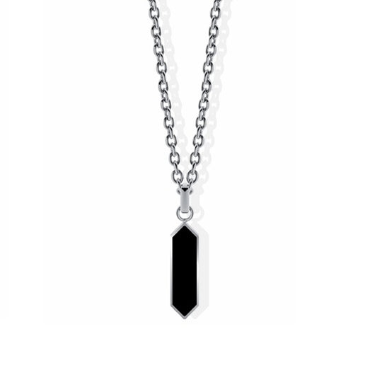 LIU-JO Mod. MLJ594 pendant necklace from Liu-jo Jewels new collection with sleek chain and black geometric pendant design.