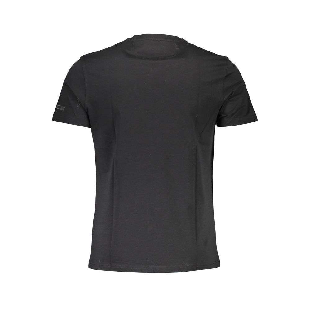 Back view of La Martina Black Cotton Men T-Shirt, crafted from Turkish cotton for comfort and style.