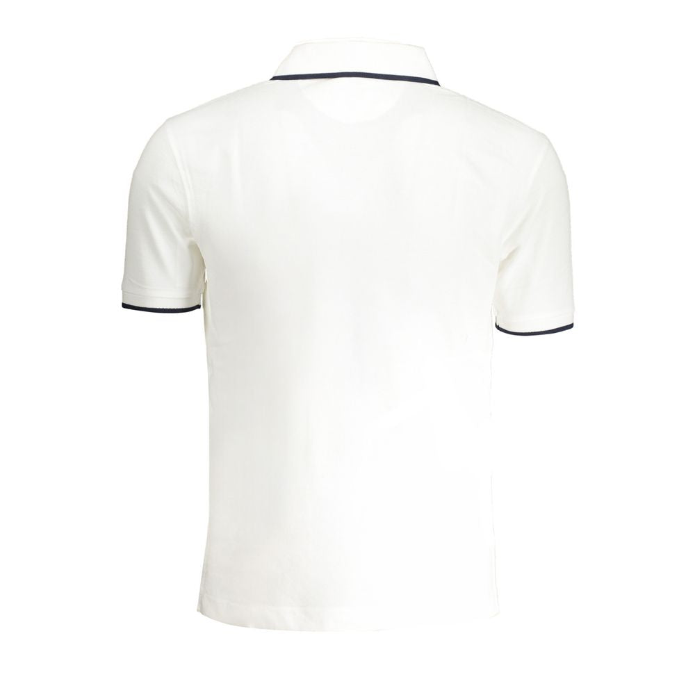 La Martina White Cotton Men Polo Shirt with short sleeves and contrasting details, showcasing iconic La Martina embroidery.