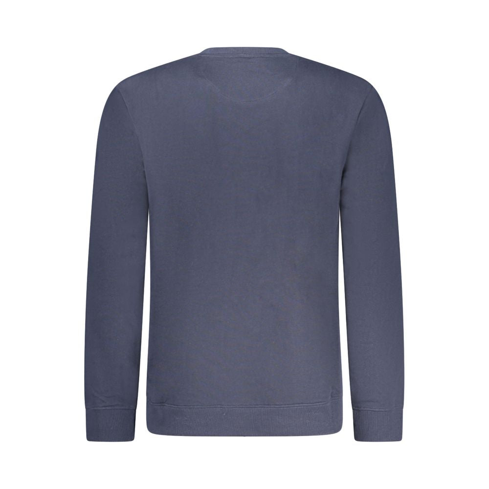 Back view of Lee Blue Cotton Men Sweater showcasing long sleeves and crew neckline.