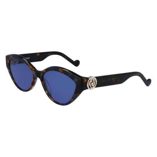 Liu Jo Blue Acetate Sunglasses, women's eyewear model LJ767SR-460 with blue lenses and tortoiseshell frame.