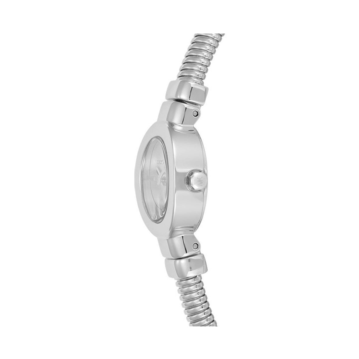 Side view of MICHAEL KORS Mod. GRAMERCY lady's wristwatch with a 22 mm case, shown with elegant silver detailing.