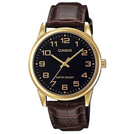CASIO COLLECTION Mod. ONLY TIME GOLD, LEATHER - BLACK-0