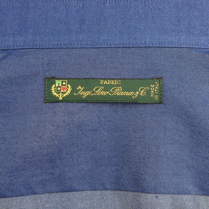 Label of Made in Italy Blue Cotton Men's Shirt by Loro Piana, showcasing fine Italian craftsmanship.