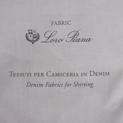Loro Piana denim fabric label with logo and text "Tessuti per Camiceria in Denim."