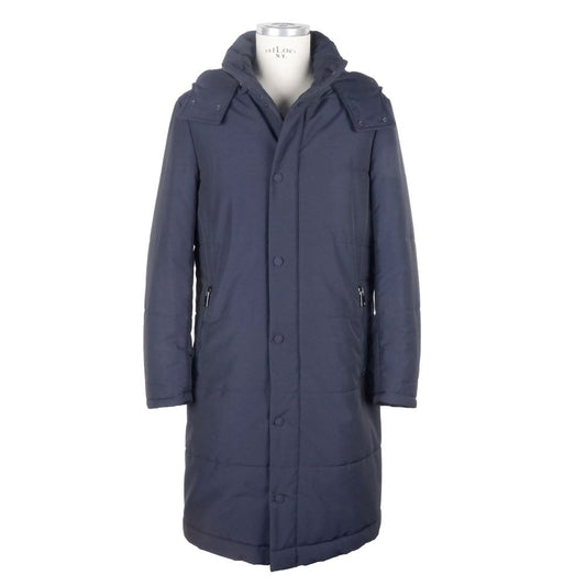 Made in Italy Blue Wool Men's Raincoat offering style and protection, crafted from Loro Piana fabric for men's elite sophistication.